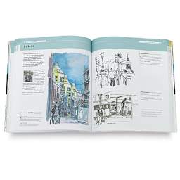 The Art of Urban Sketching - 2 inside pages showing street scene sketch