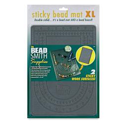 Beadsmith Sticky Bead Mat - Front of package of large Gray Mat
