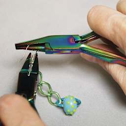 Beadsmith Chroma Half Round Nose Half Concave Pliers, Shown in use.