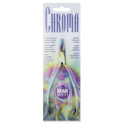 Beadsmith Chroma Half Round Nose Half Concave Pliers, In packaging.
