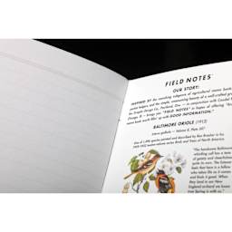 Field Notes Birds and Trees of North America Notebooks - Ruled, 3-1/2" x 5-1/2", 48 Pages, Pkg of 3, close-up of open notebook