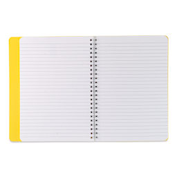 Fabriano Ecoqua Plus Hidden Spiral-Bound Notebook - Yellow, 8-1/4" x 5-4/5", Ruled, open
