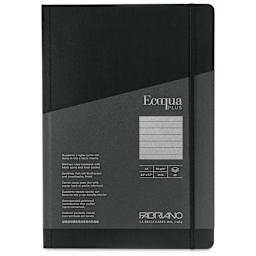 Fabriano Ecoqua Plus Fabric-Bound Notebook - Black, 8-1/4" x 11-7/10", Lined, front cover