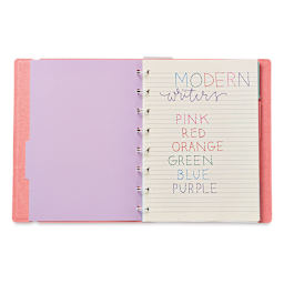 Ooly Fine Line Colored Gel Pens - Set of 6 (notebook open listing pen colors)
