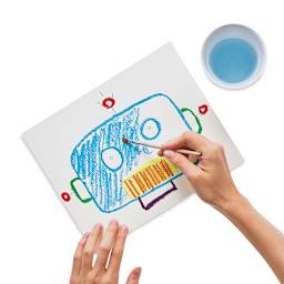 Ooly Smooth Stix Watercolor Gel Crayons (robot artwork)