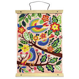 Ooly Paintology Paint-By-Number Canvas Kit - Blue Birds, finished canvas kit