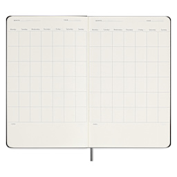 Moleskine Undated Weekly Planner - Black, 8-1/4" x 5", 208 Pages, open