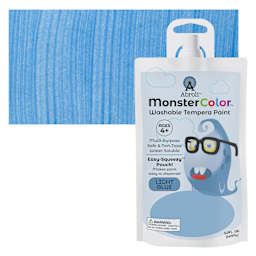 Abroli MonsterColor Washable Tempera Paint - Light Blue, 5 oz Pouch and swatch