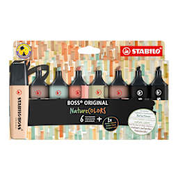 BOSS ORIGINAL NatureCOLORS Highlighter Set 8-Piece Wallet Set (Mud Green, earth Green, Umber, Sienna, Beige, Warm Grey & Two Black)
