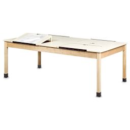 Diversified Spaces four station drawing table showing one station lifted into drafting position