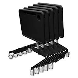 Kore Design Kids Sit-Stand Mobile Student Desk - Black folded and grouped for storage, sold individually.