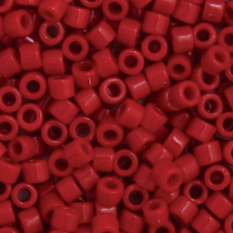 JJohn Bead Miyuki Delica Glass Beads - Cranberry, Glossy (Close-up of beads)
