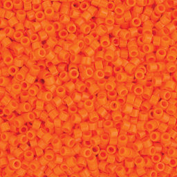 John Bead Miyuki Delica Glass Beads - Orange, Glossy (Close-up of beads)