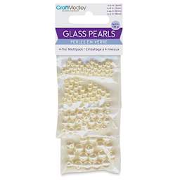 Craft Medley Pearl Glass Beads - Ivory, Package of 135 (In packaging)