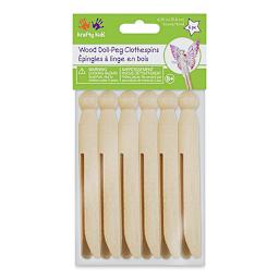 Krafty Kids Doll Peg Clothespins - 4-1/4", Package of 6 - front of packaging