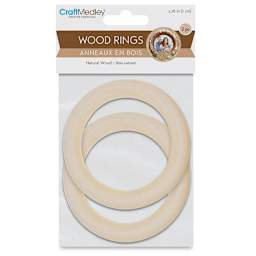 Craft Medley Wood Rings - 2.76", Pkg of 2, front of the packaging