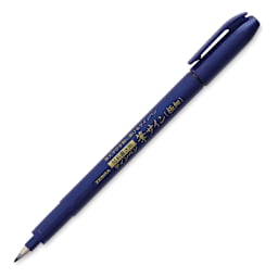 Zebra Zensations Fude Brush Pens - Angled view of Super Fine tip Black pen uncapped
