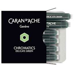 Caran d'Ache Chromatics Fountain Pen Ink Cartridges - Delicate Green, Pkg of 6