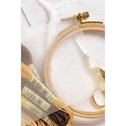 DMC Soluble Canvas - White, 8" x 8-1/2", Pkg of 14, single sheet with other supplies (not included)