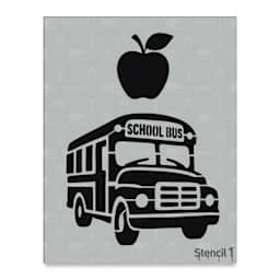 Stencil1 101 School Stencil System, Apple and Schoolbus