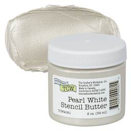 Stencil Butter Acrylic Paint - Pearl White, 2 oz, Jar and swatch