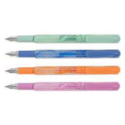 Manuscript Clarity Fountain Pens, multiple colors with caps off