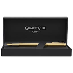 Caran d'Ache Ecridor Chevron Fountain Pen - Gilded, Broad, in packaging (image shows a different size nib)