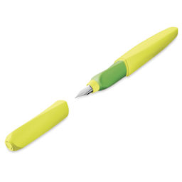 Pelikan Twist Fountain Pen - Neon Yellow, pen with cap off