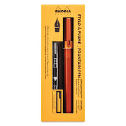 Rhodia Script Fountain Pen - Orange, Medium Nib, front of packaging