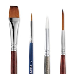 Escoda Botanical Watercolor Brushes - Set of 4, close up