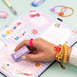Tombow Mono Colors Eraser - Purple, in use