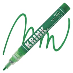 Krink K-11 Acrylic Paint Marker - Green, 3 mm marker and swatch