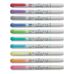 Zebra Mildliner Double Ended Creative Markers - Fluorescent and Cool Colors, Set of 10 (Out of package)