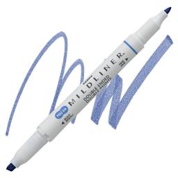 Zebra Mildliner Double Ended Creative Marker - Dark Blue marker and swatch