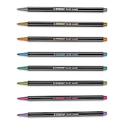 Stabilo Pen 68 Metallic Pen Sets - 8 pens shown horizontally and without caps