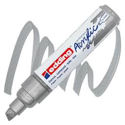 Edding Acrylic Paint Marker - Silver 923, Broad marker and swatch