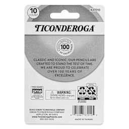 Dixon Ticonderoga Pencil Cap Erasers - Set of 10, Pastel Colors, back of packaging