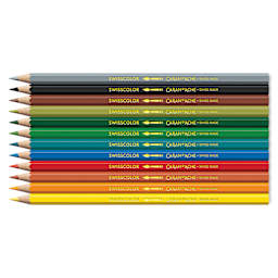 Caran d'Ache Swisscolor Aquarelle Colored Pencils - Set of 12, Kawaii Swiss Mountains, contents