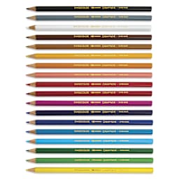 Caran d'Ache Swisscolor Aquarelle Colored Pencils and Poster, colored pencils laid out