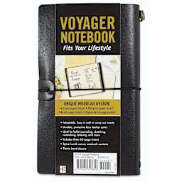Peter Pauper Press Voyager Notebook - 4.75" x 7.9", Black, front of packaging