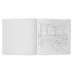 Modern Farmhouse: An Interior Design Coloring Book (illustration page example - sunroom)