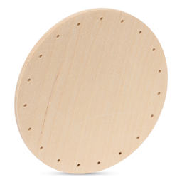 P.L. Butte Drilled Birch Basketry Base - Circle, 6", 25 Holes angled view