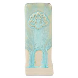 Speedball Mid-Fire Glaze - Blue Flame applied beneath Carolina Flux