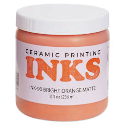 Amaco Ceramic Printing Ink - Bright Orange, 8 oz front of jar