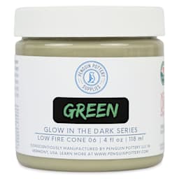 Penguin Pottery Glow in the Dark Glaze - Green, 4 oz Jar