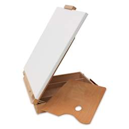 Art Alternatives Merced Table Sketch Box Wood Easel - with a blank canvas and palette
