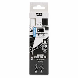 Pebeo Setacolor Leather Paint Markers - Set of 2, Black and White front of packaging