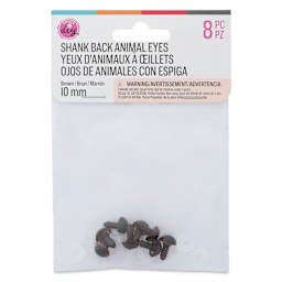 Cousin DIY Shank Back Animal Eyes - Pkg of 8, Solid Brown, 10 mm front of packaging