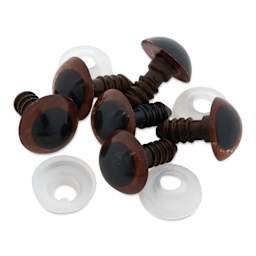 Cousin DIY Shank Back Animal Eyes - Pkg of 6, Animal Brown, 12 mm