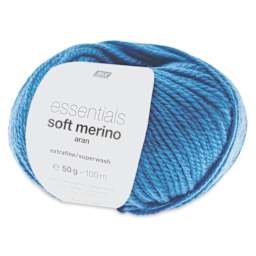 Rico Design Essentials Soft Merino Aran Yarn - Blue, 109 yds